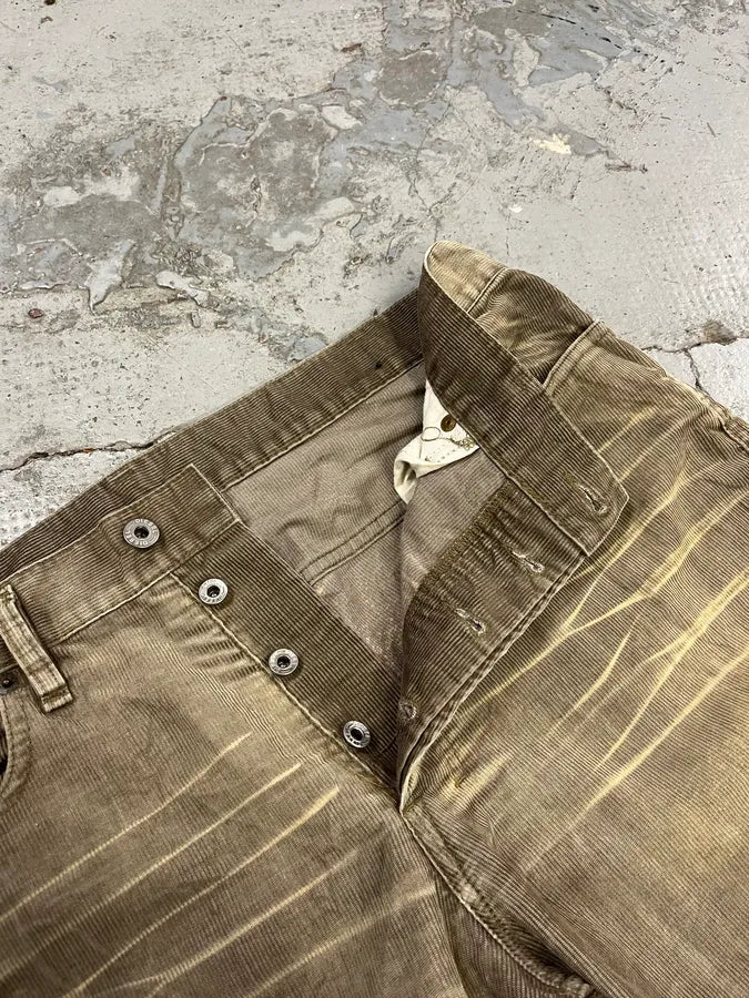 2000s Diesel Eroded Beige Velvet Relaxed Pants RsmeZRa 8