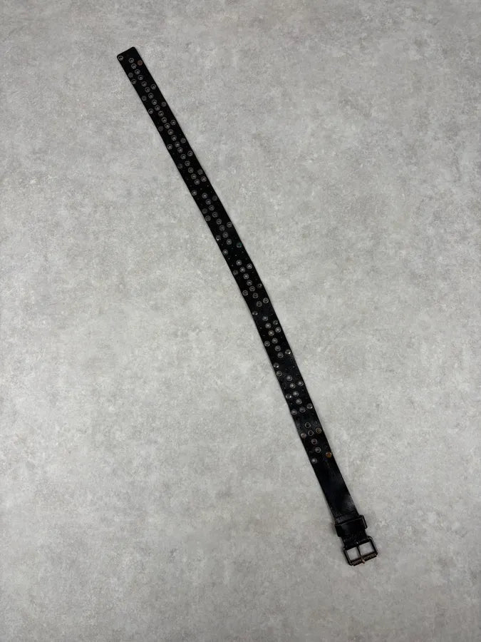 2000s Diesel Eyelet Studded Black Leather Belt vuRYjQt 4