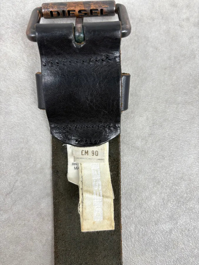 2000s Diesel Eyelet Studded Black Leather Belt vuRYjQt 5