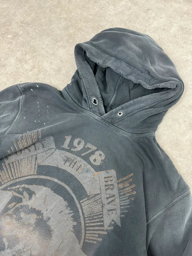 2000s Diesel Faded Grey Graphic Hoodie rnnYKUo 5