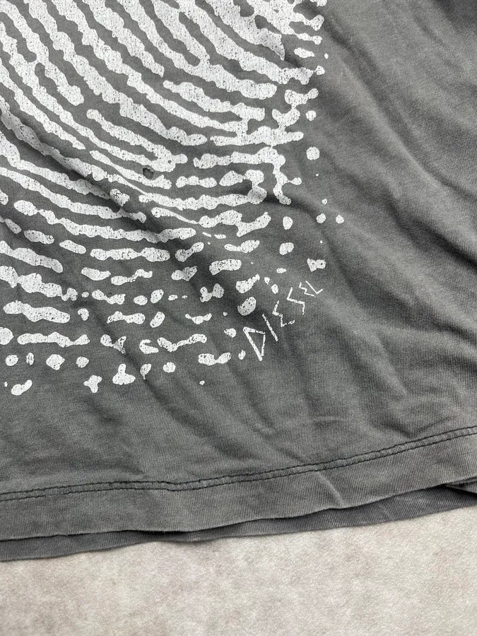 2000s Diesel Fingerprint Faded Grey T-Shirt vvCdybX 6