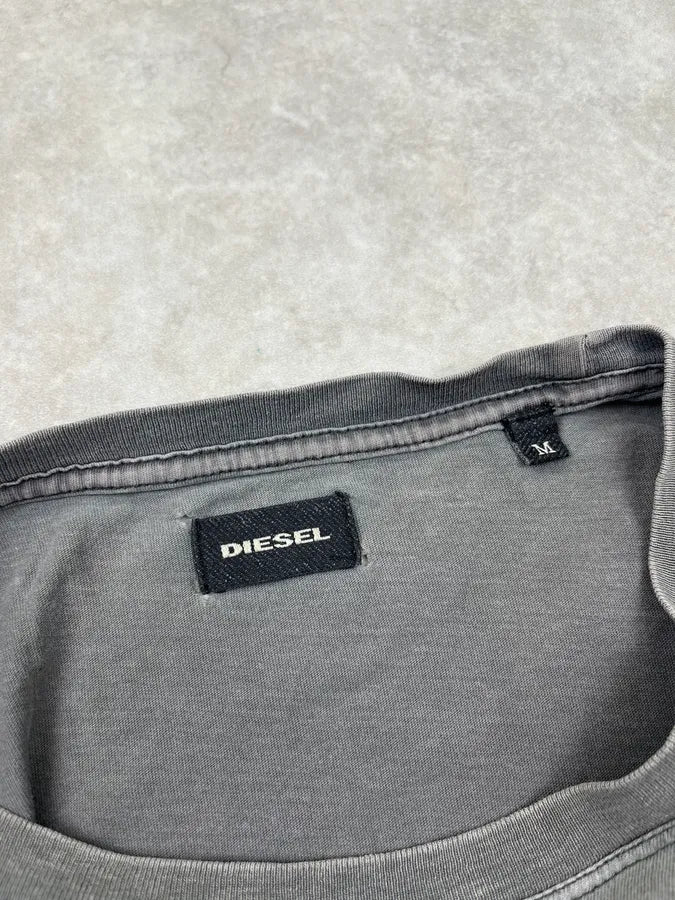 2000s Diesel Fingerprint Faded Grey T-Shirt vvCdybX 9