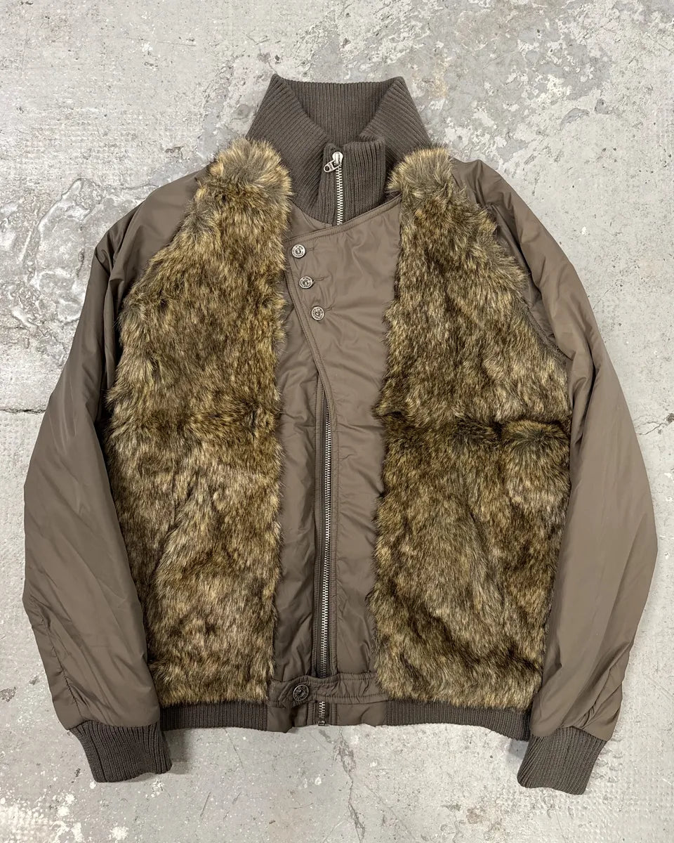 2000s Diesel Fur Brown Bomber Jacket mXpVsrg 0