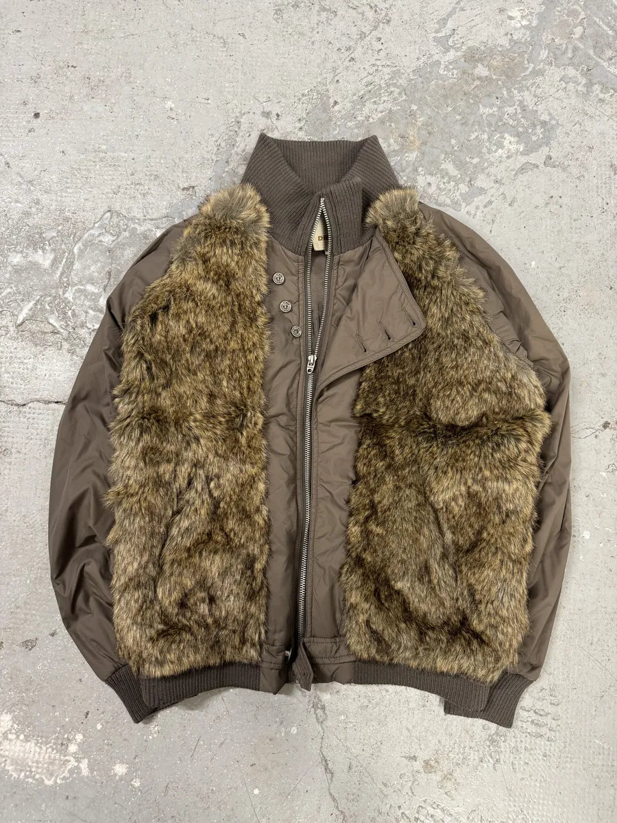 2000s Diesel Fur Brown Bomber Jacket mXpVsrg 10