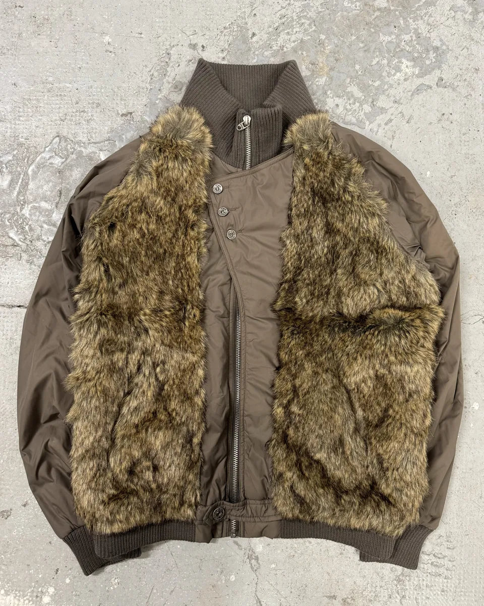 2000s Diesel Fur Brown Bomber Jacket mXpVsrg 5