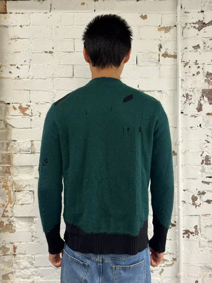 2000s Diesel Green & Black Destroyed Wool Sweater jBnbIVn 2