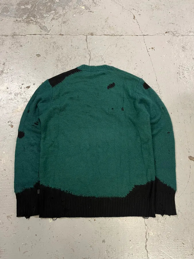 2000s Diesel Green & Black Destroyed Wool Sweater jBnbIVn 3