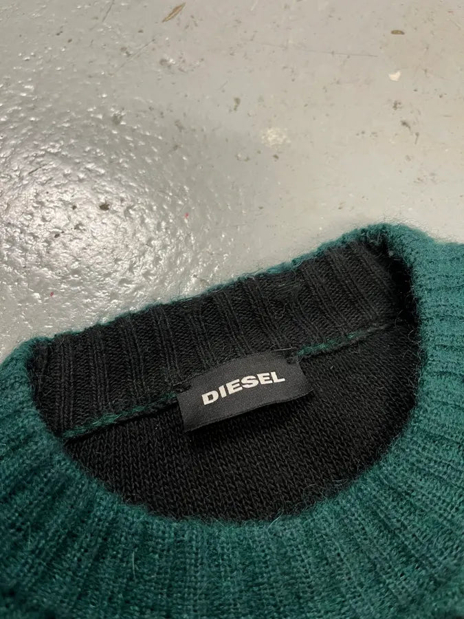 2000s Diesel Green & Black Destroyed Wool Sweater jBnbIVn 7