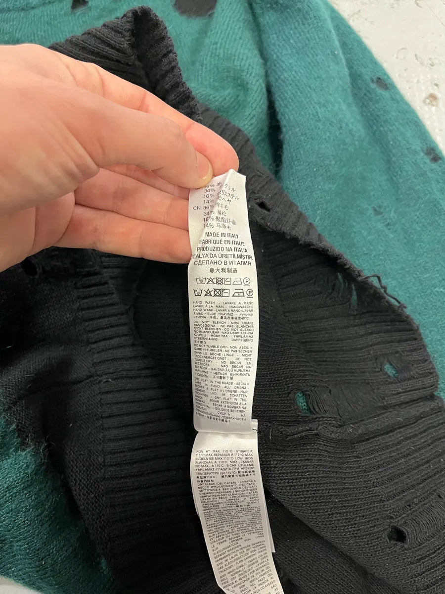 2000s Diesel Green & Black Destroyed Wool Sweater jBnbIVn 8