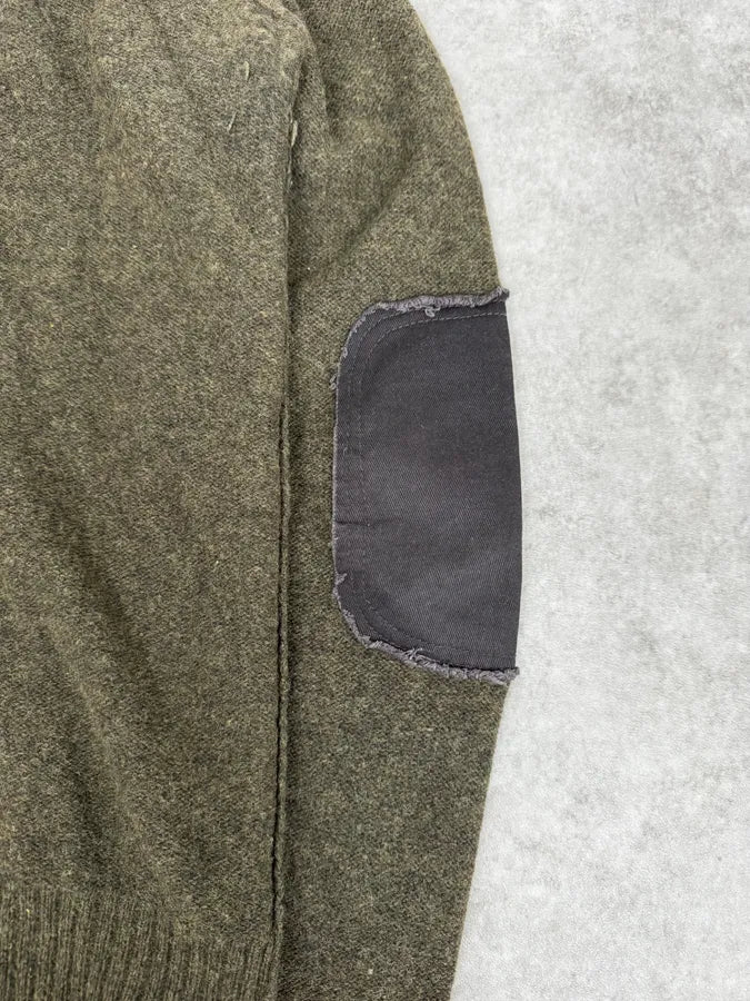2000s Diesel Green Avant-Garde Buttoned Wool Sweater VDxvAZY 9