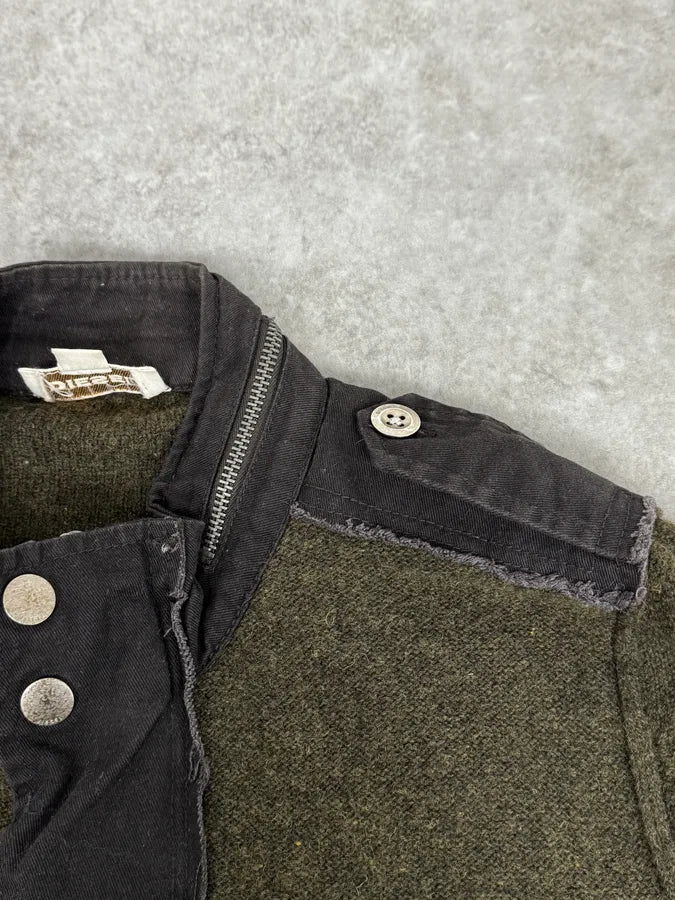 2000s Diesel Green Avant-Garde Buttoned Wool Sweater VDxvAZY 8