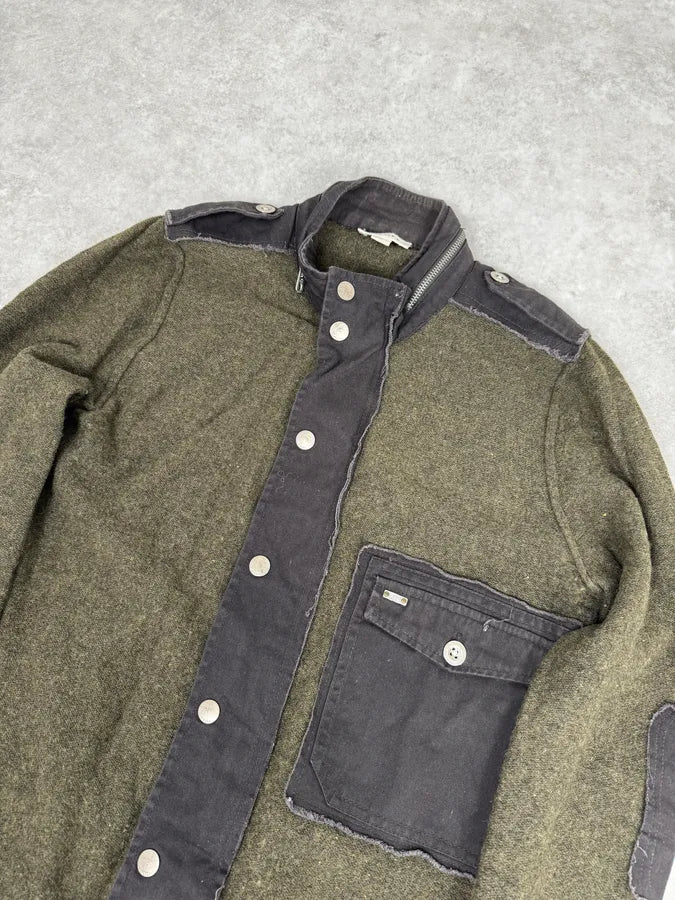 2000s Diesel Green Avant-Garde Buttoned Wool Sweater VDxvAZY 4