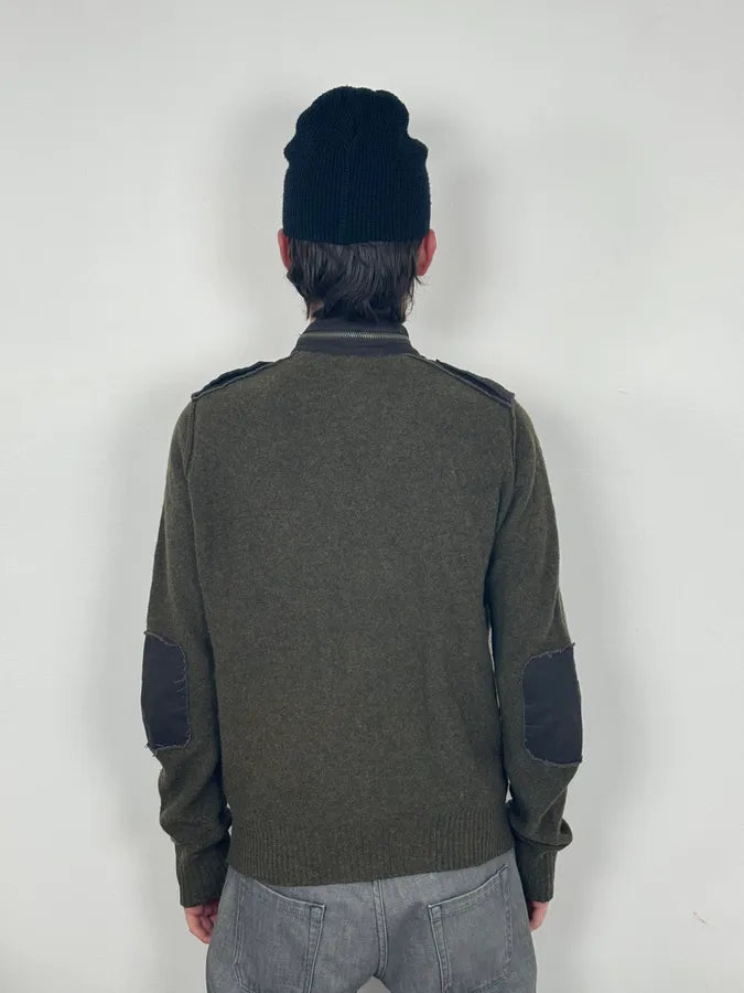 2000s Diesel Green Avant-Garde Buttoned Wool Sweater VDxvAZY 2