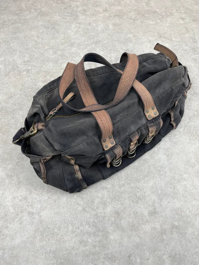 Diesel Grey & Brown Studded Cotton Army Shoulder Bag zhxWJxi 5