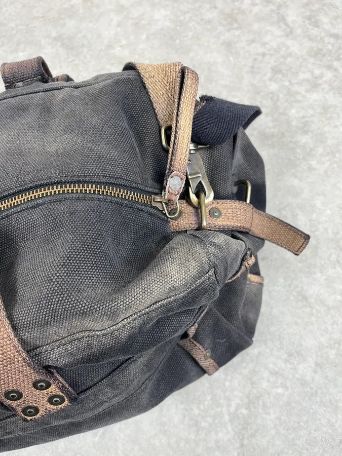 Diesel Grey & Brown Studded Cotton Army Shoulder Bag zhxWJxi 9