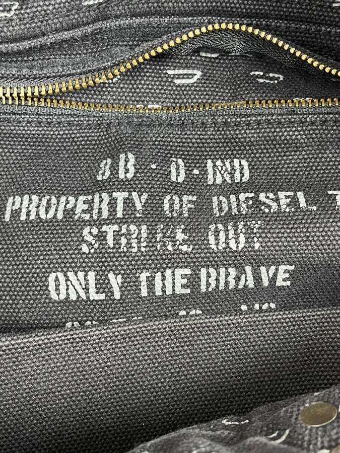 Diesel Grey & Brown Studded Cotton Army Shoulder Bag zhxWJxi 14