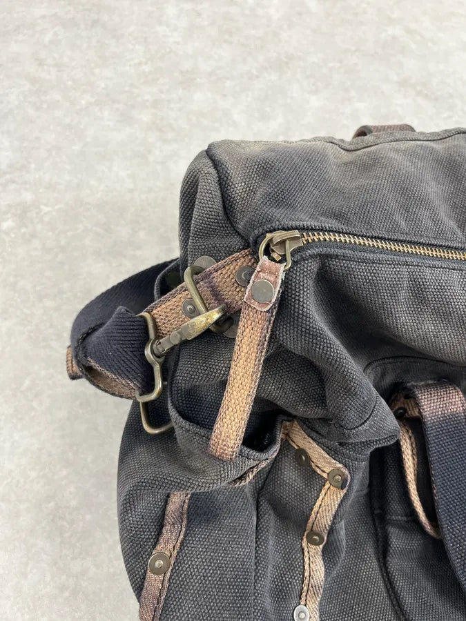 Diesel Grey & Brown Studded Cotton Army Shoulder Bag zhxWJxi 16