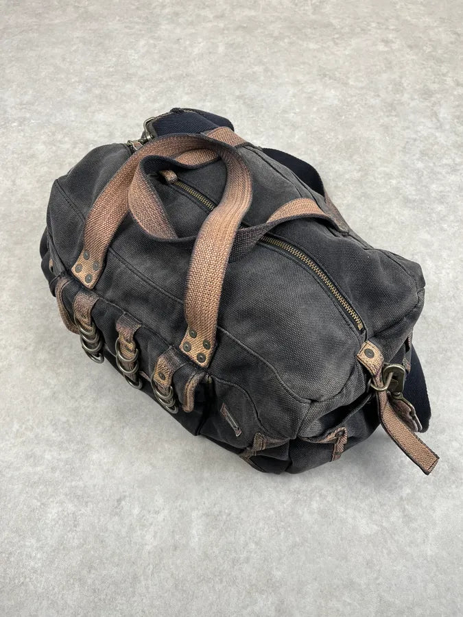 Diesel Grey & Brown Studded Cotton Army Shoulder Bag zhxWJxi 4