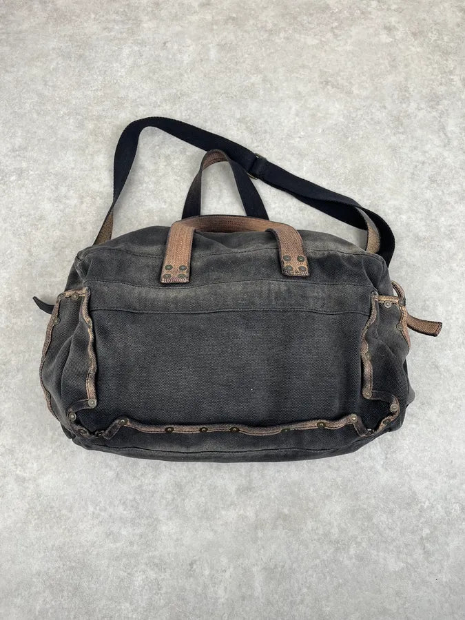 Diesel Grey & Brown Studded Cotton Army Shoulder Bag zhxWJxi 6