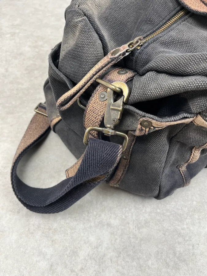 Diesel Grey & Brown Studded Cotton Army Shoulder Bag zhxWJxi 11