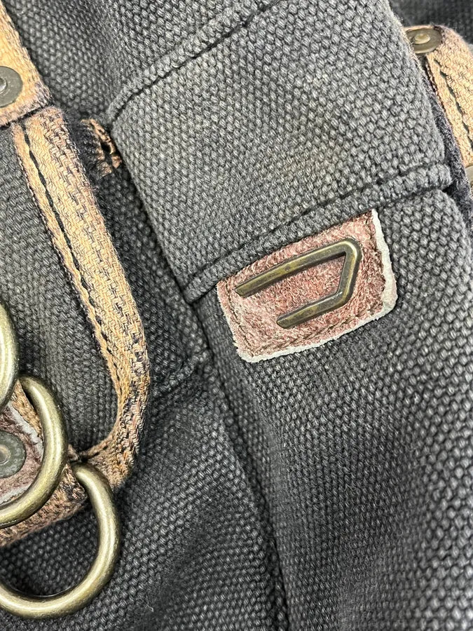 Diesel Grey & Brown Studded Cotton Army Shoulder Bag zhxWJxi 13