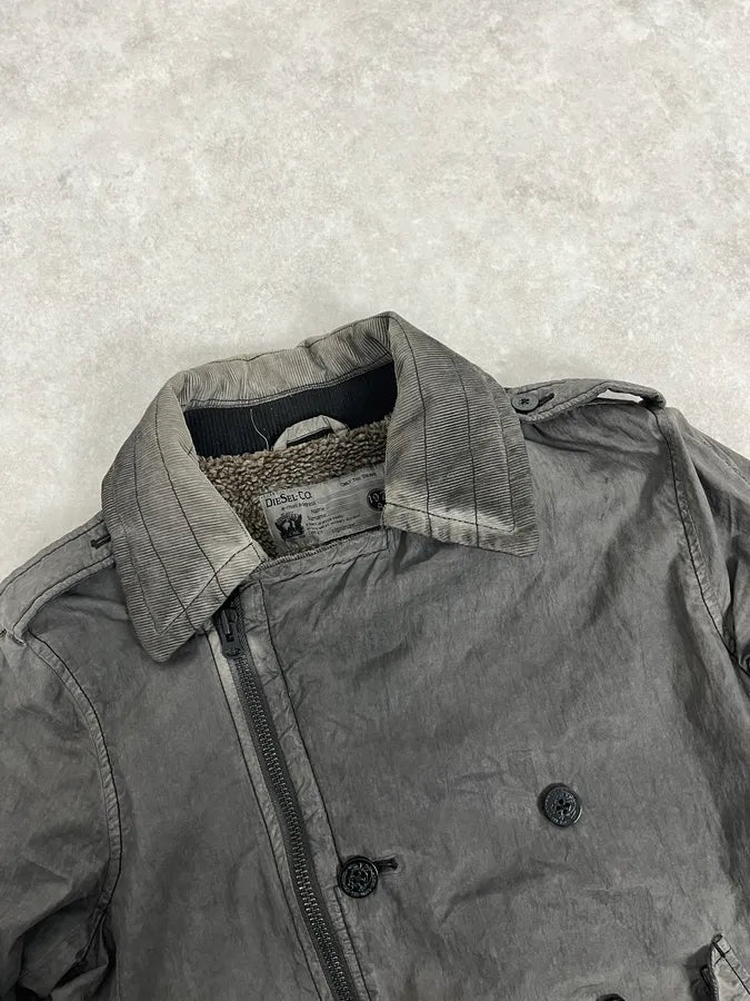 2000s Diesel Grey Asymmetrical Caban Jacket NzKNbKG 5