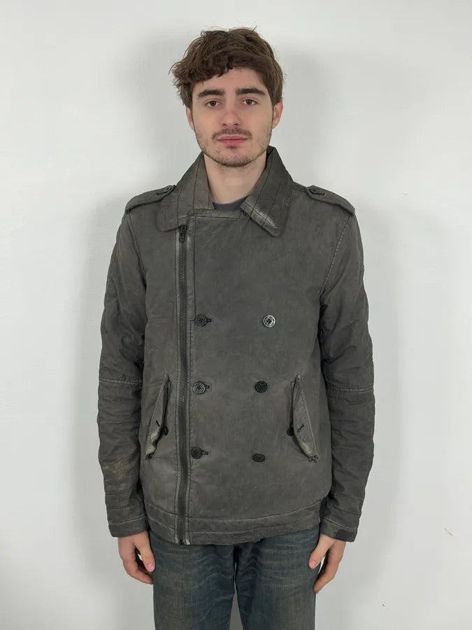 2000s Diesel Grey Asymmetrical Caban Jacket NzKNbKG 1