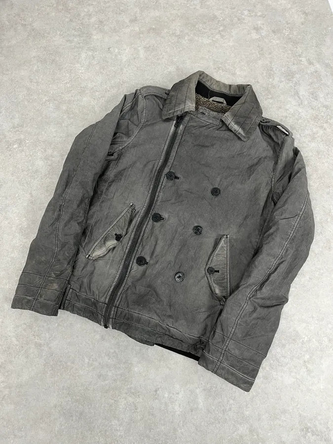 2000s Diesel Grey Asymmetrical Caban Jacket NzKNbKG 3