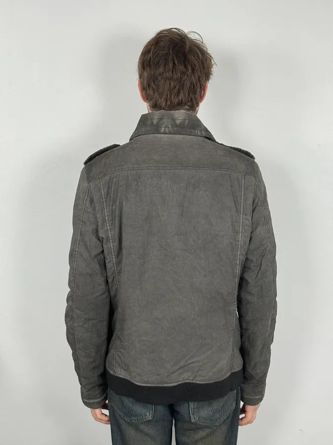 2000s Diesel Grey Asymmetrical Caban Jacket NzKNbKG 2