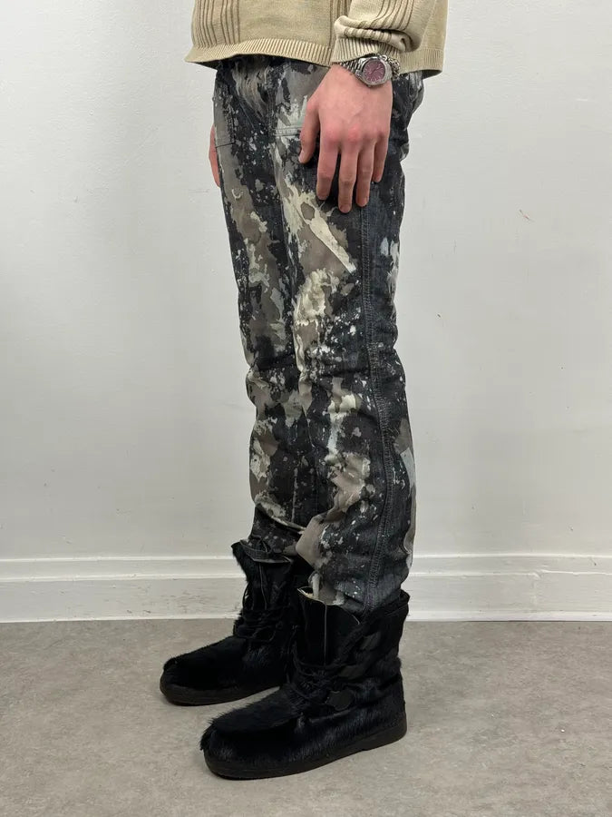 2000s Diesel Grey Painted Splash Abstract Pants sACFpMW 1