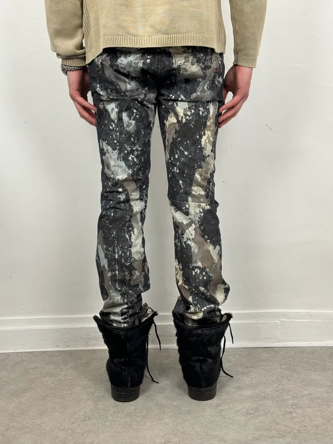 2000s Diesel Grey Painted Splash Abstract Pants sACFpMW 2