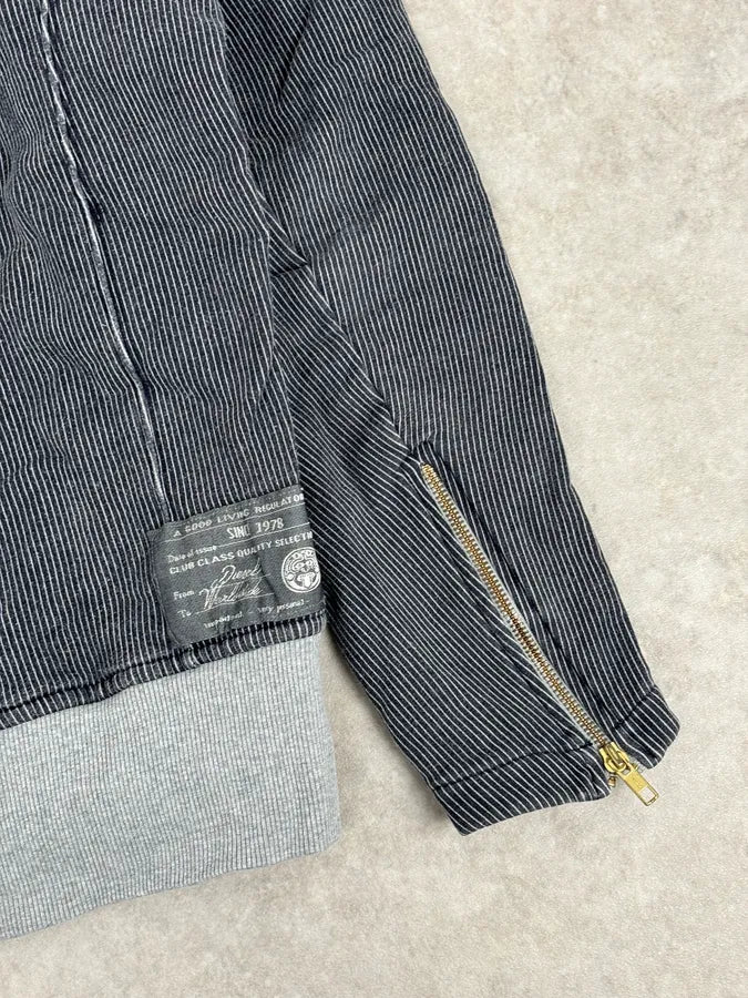 2000s Diesel Grey Striped Cozy Zip-up Hoodie EXyoXTc 7