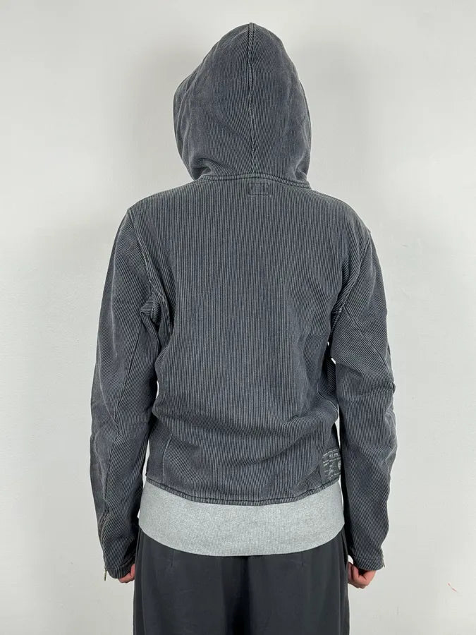 2000s Diesel Grey Striped Cozy Zip-up Hoodie EXyoXTc 2
