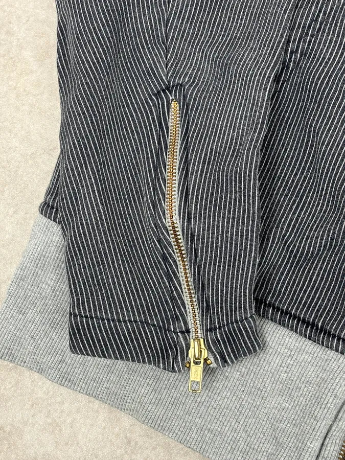 2000s Diesel Grey Striped Cozy Zip-up Hoodie EXyoXTc 8