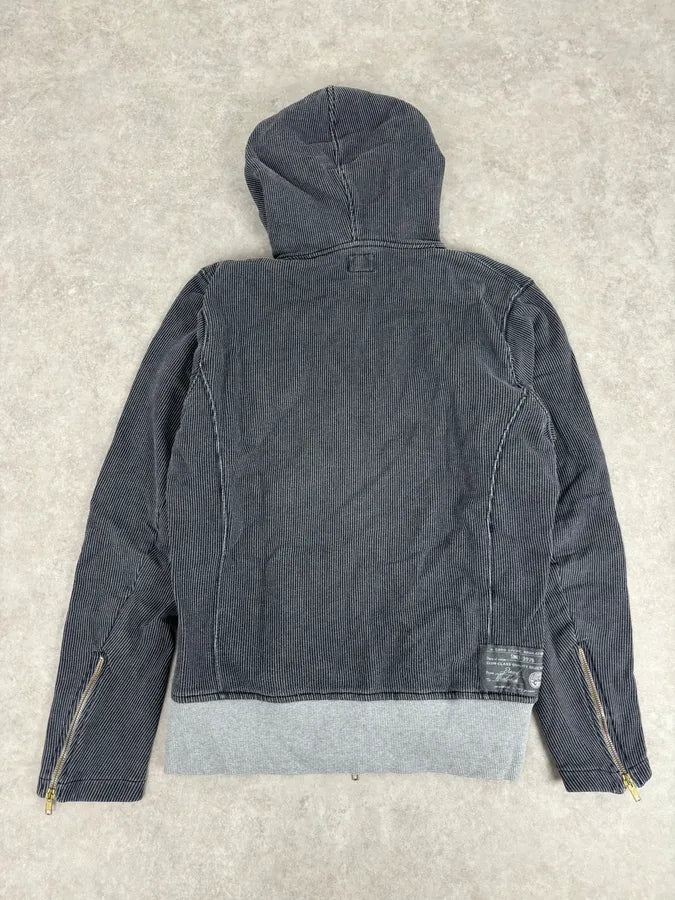 2000s Diesel Grey Striped Cozy Zip-up Hoodie EXyoXTc 5