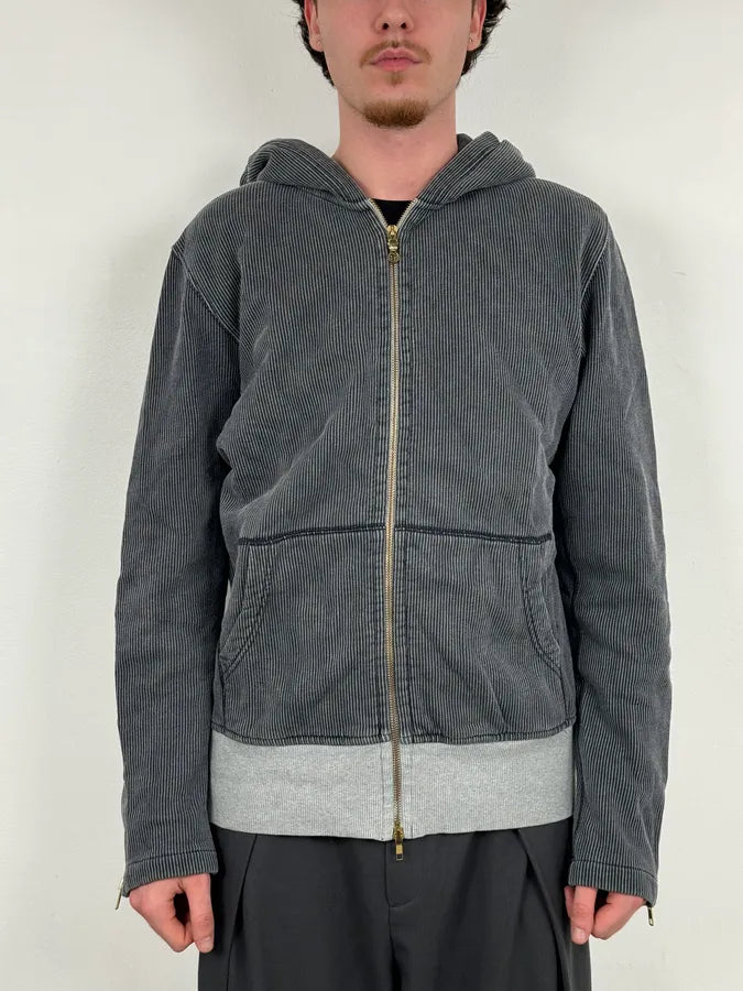 2000s Diesel Grey Striped Cozy Zip-up Hoodie EXyoXTc 1