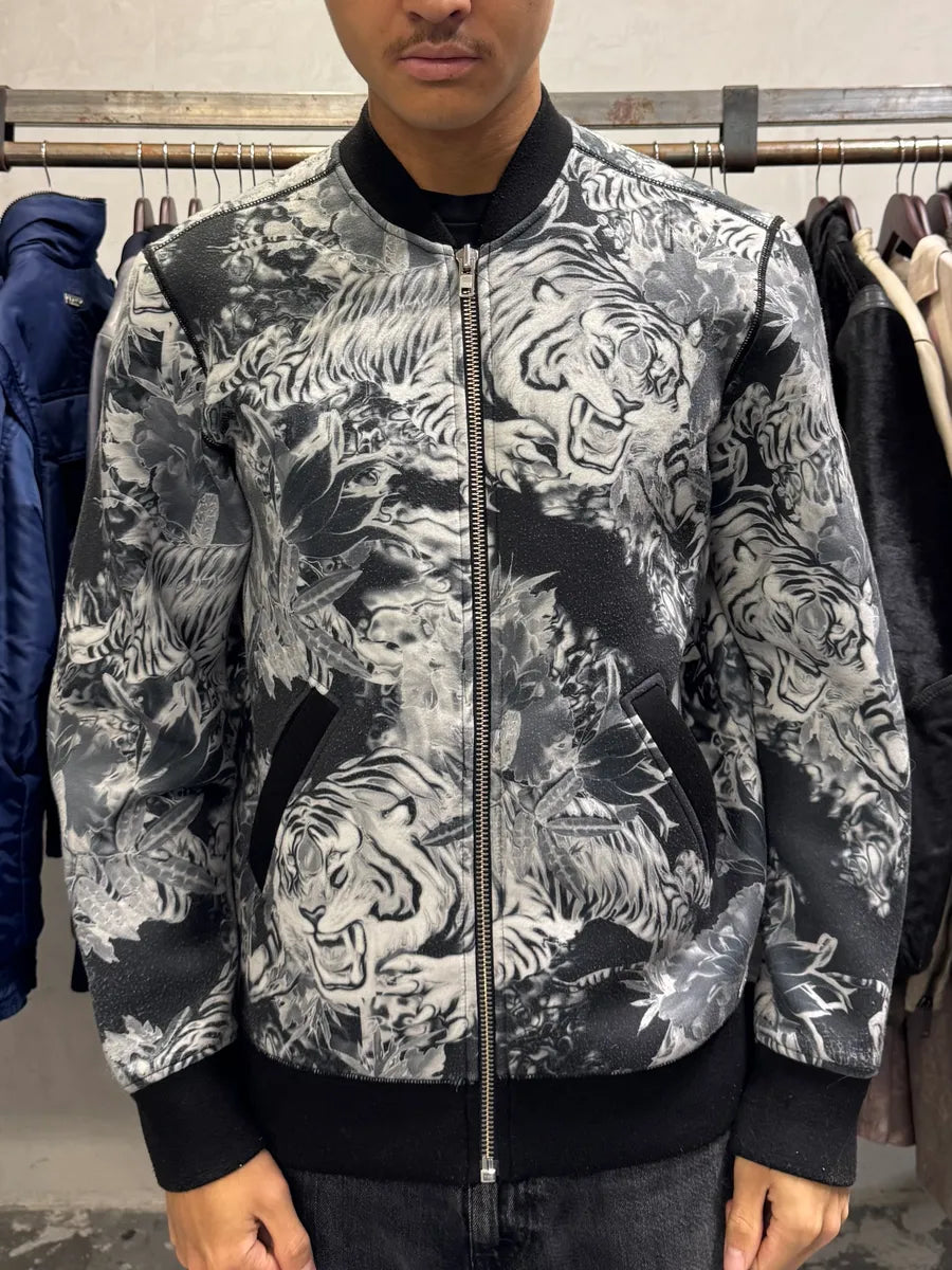 2000s Diesel Grey Tiger Bomber Jacket UxBBSZD 0