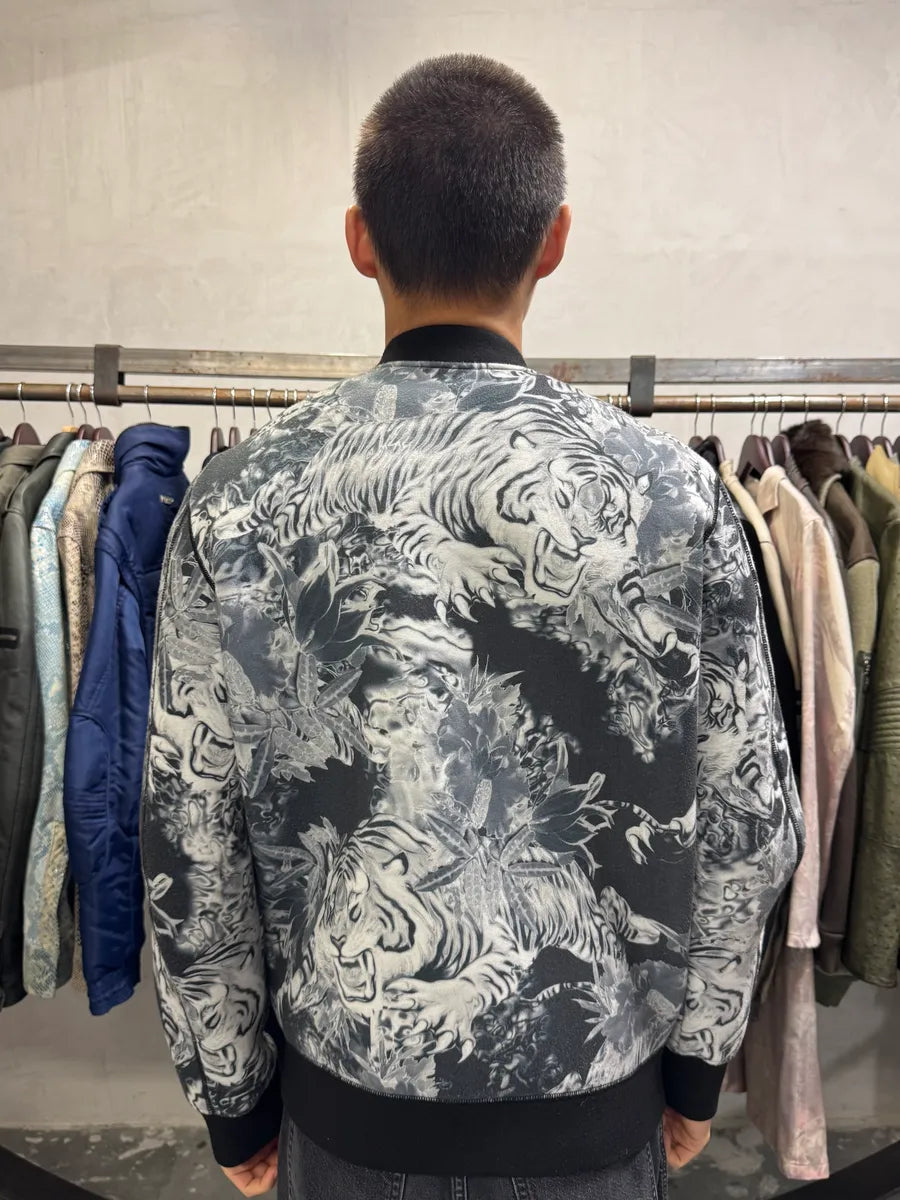 2000s Diesel Grey Tiger Bomber Jacket UxBBSZD 1