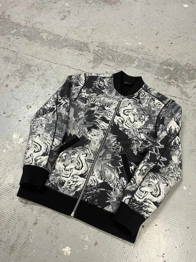 2000s Diesel Grey Tiger Bomber Jacket UxBBSZD 3