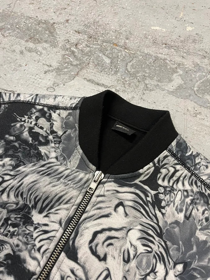 2000s Diesel Grey Tiger Bomber Jacket UxBBSZD 4