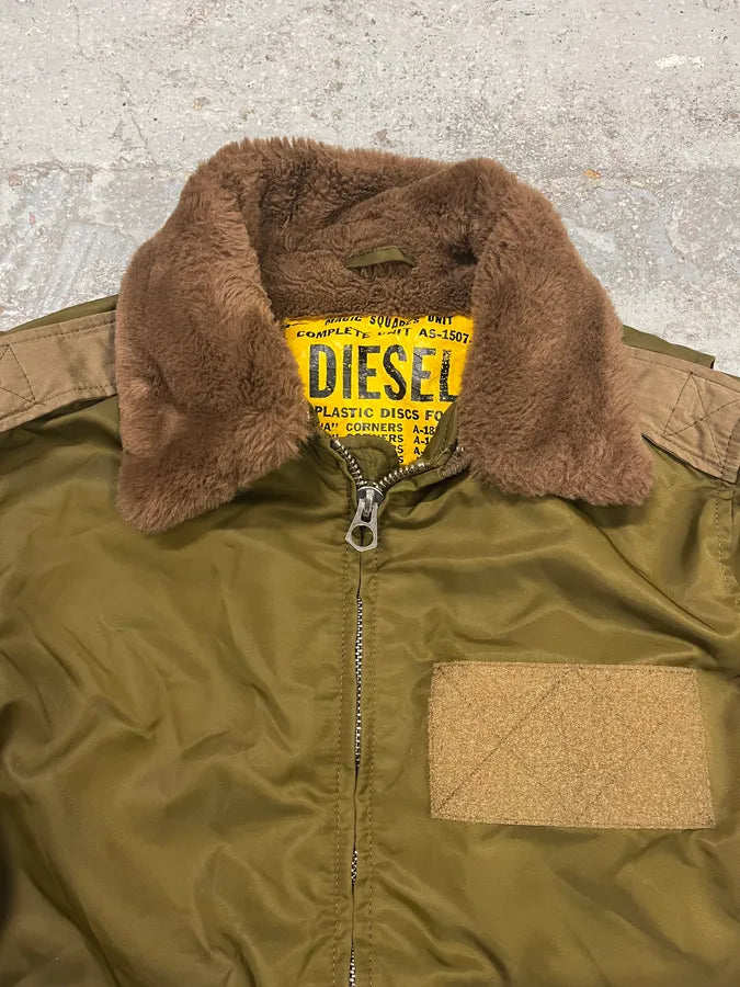 2000s Diesel Khaki Collar Cargo Bomber Jacket jknRokg 4