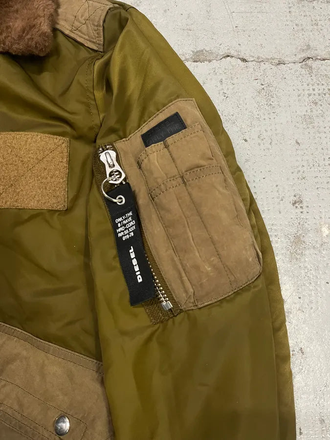 2000s Diesel Khaki Collar Cargo Bomber Jacket jknRokg 3