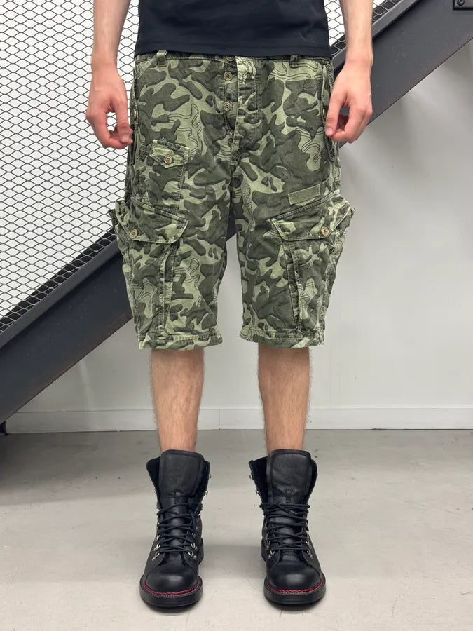 2000s Diesel Khaki Camo Cargo Shorts qTKuXmv 0
