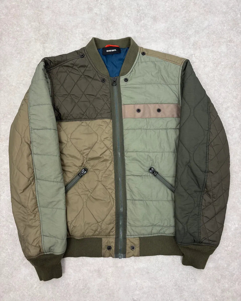 2000s Diesel Khaki Deconstructed Puffer Bomber Jacket SpHCbTJ 0