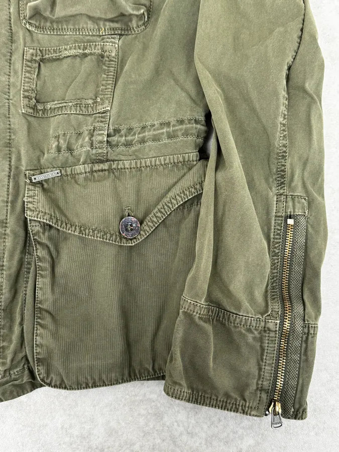 2000s Diesel Military Green Cargo Blazer Jacket ThyiwtC 9