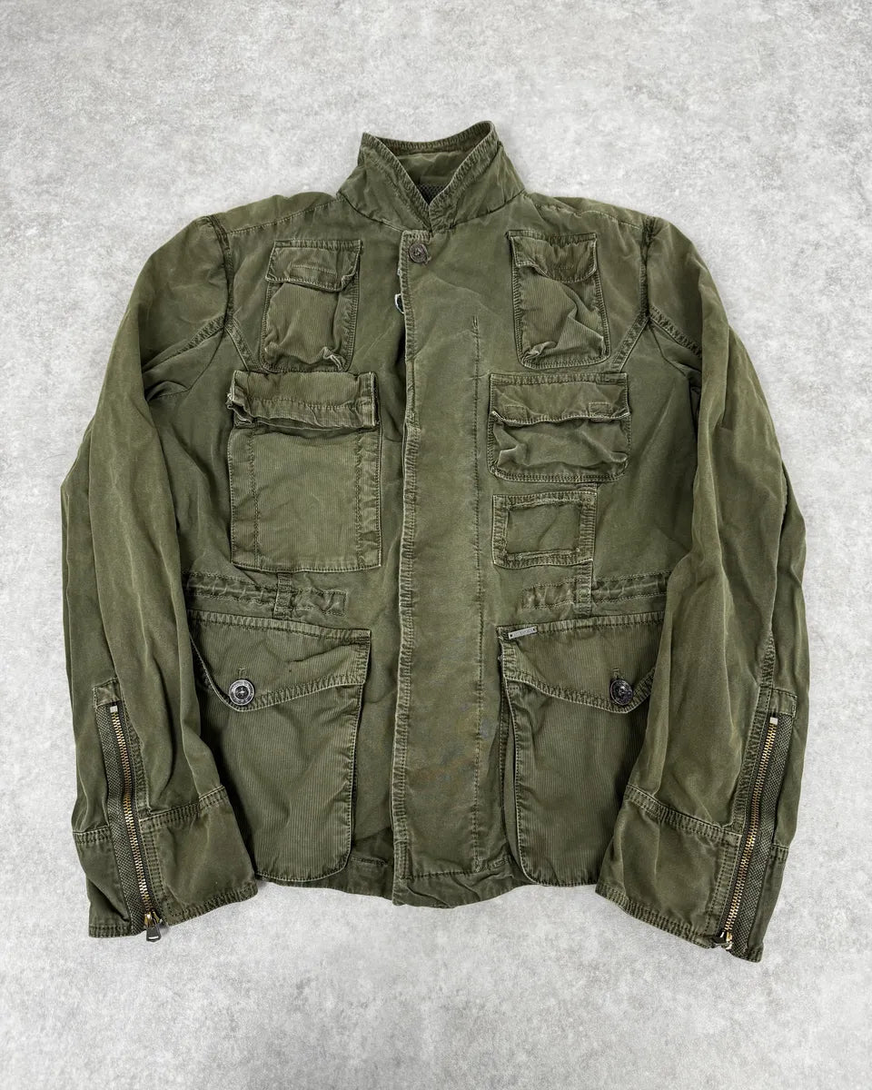2000s Diesel Military Green Cargo Blazer Jacket ThyiwtC 0