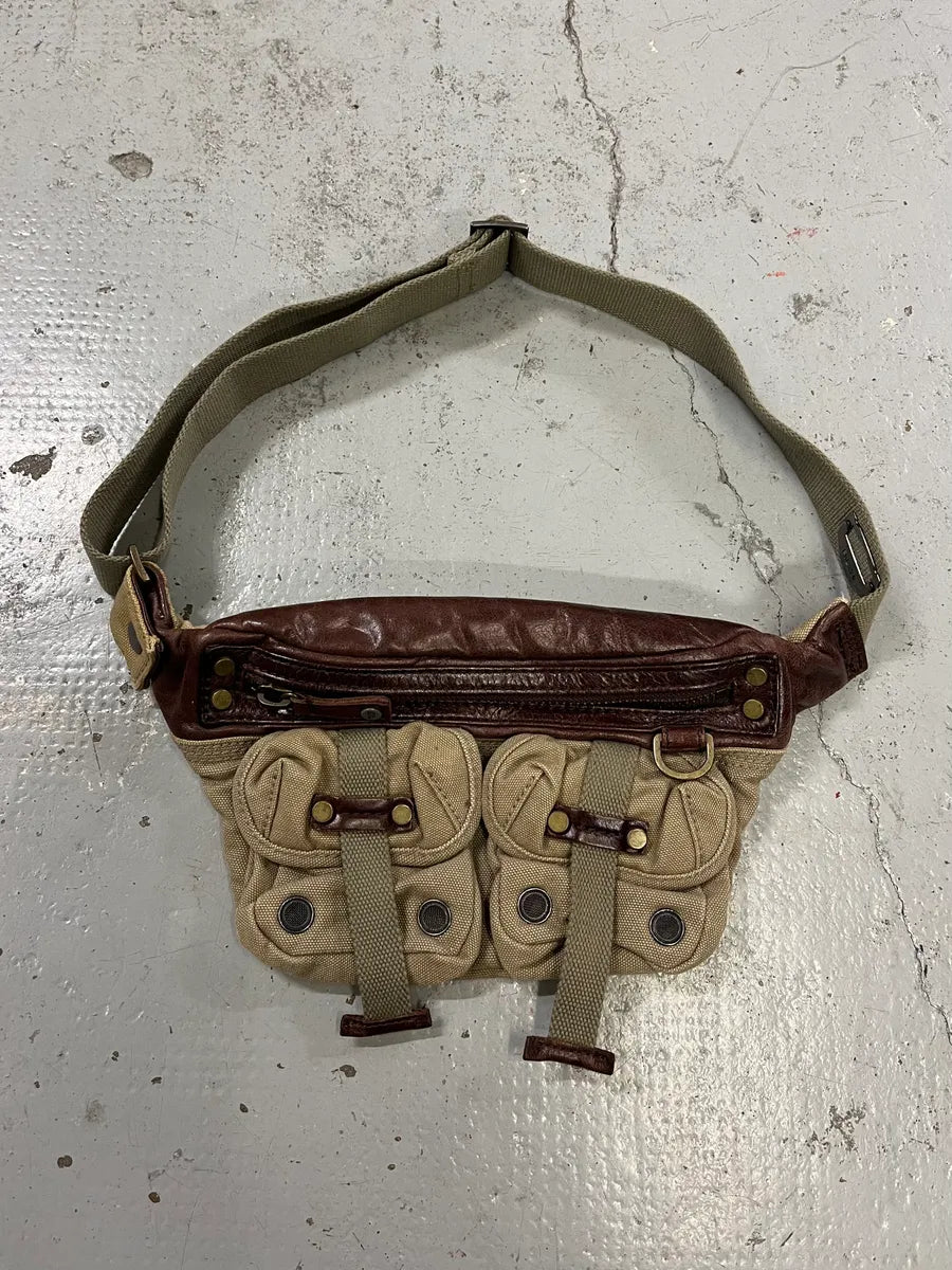 2000s Diesel Military Multi-Pocket Beige Waist Bag gKIoAzg 1