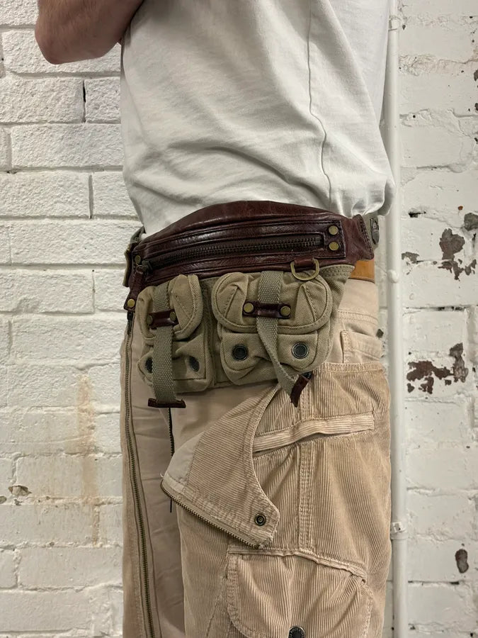 2000s Diesel Military Multi-Pocket Beige Waist Bag gKIoAzg 2