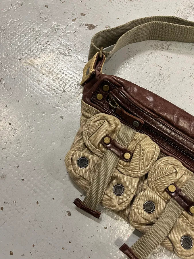 2000s Diesel Military Multi-Pocket Beige Waist Bag gKIoAzg 3