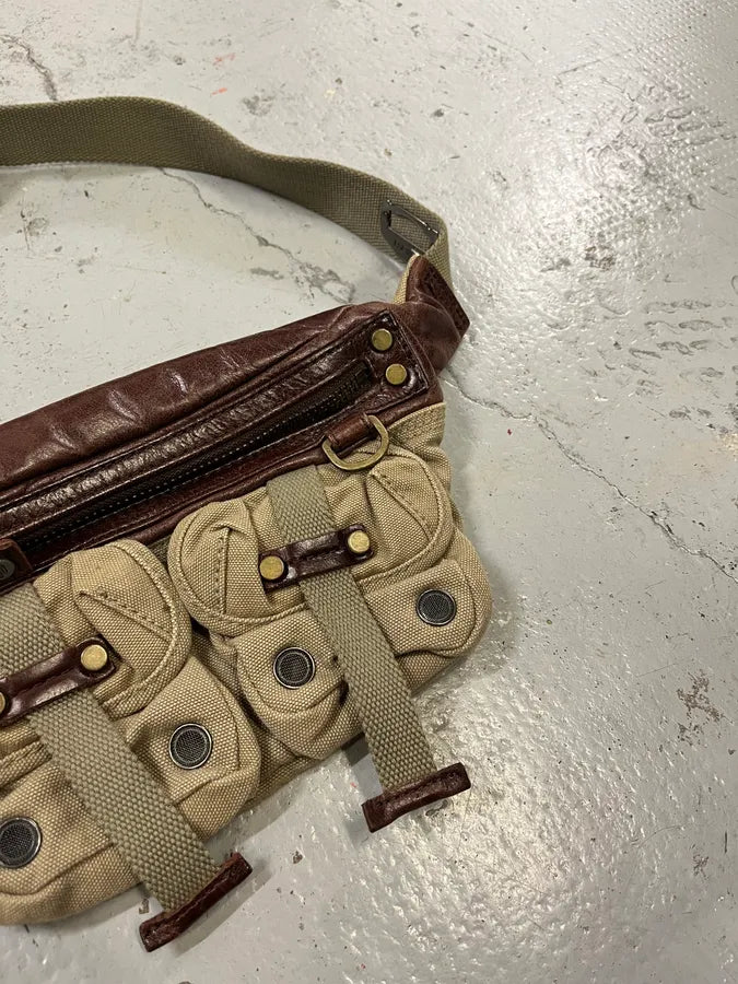2000s Diesel Military Multi-Pocket Beige Waist Bag gKIoAzg 4